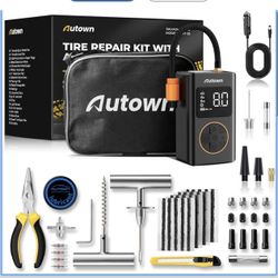 Flat Tire Repair Kit with Air Compressor 54 Pieces for Car, Motorcycle, ATV, Jeep, Truck, Tractor Flat Tire Repair (54PCS