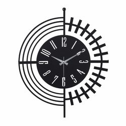 muyika Large Metal Wall Clock | 20 inch Size Silent Battery Operated Large Size Analog Black Wall Clocks | Modern Wall Decor for Living Room Bedroom K