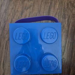 LEGO Blue Box Storage with Handle & Bricks