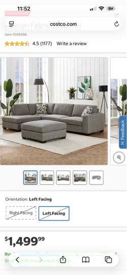 Costco Gray sectional couch Maycen