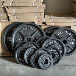 Brand New 330lbs Standard Olympic Cast Iron Weight Set With Barbell