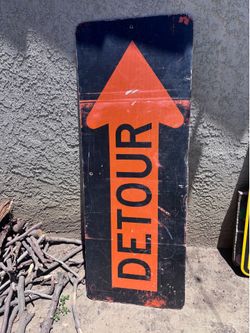 Large metal detour sign