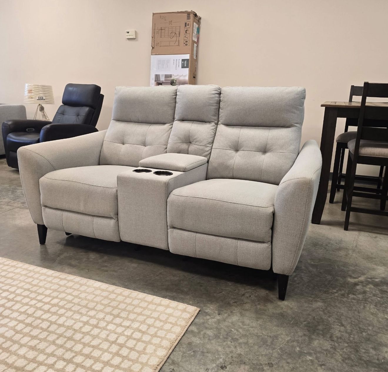 Alpendale Fabric Power Loveseat with Power Headrests - New