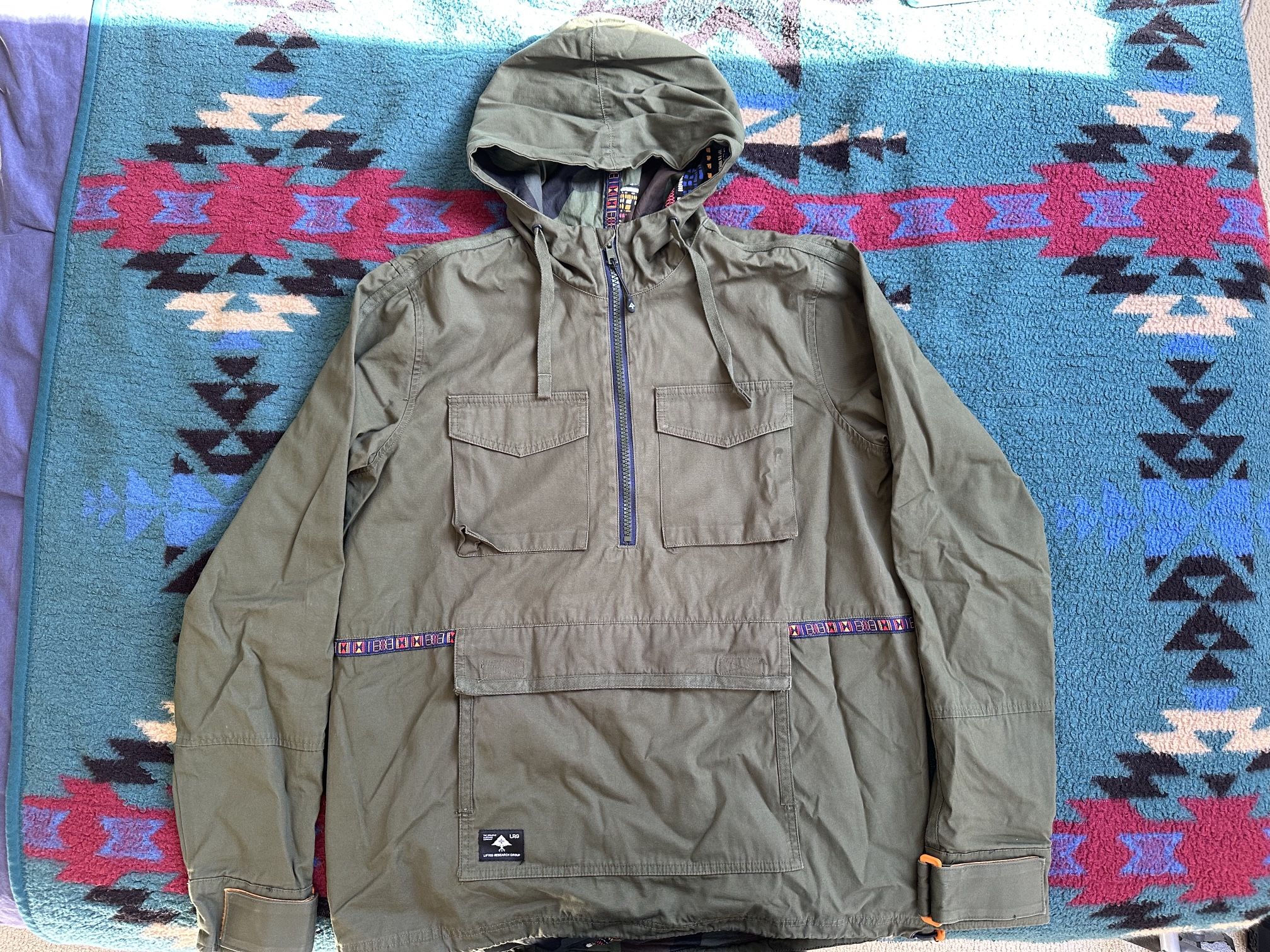 LRG Green Military Full Metal Anorak Basic Jacket Men Size M