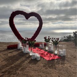 Flower Heart Arch with Candles and Carpet 