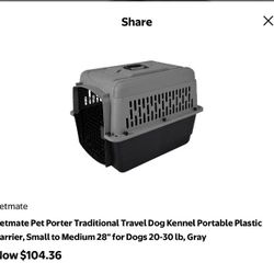 Petmate Pet Porter Traditional Travel Dog Kennel Portable Plastic Carrier, Small to Medium 28" 