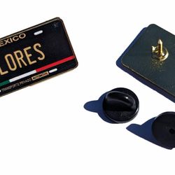 Pin Flores Car Plate Pin For Caps Clothing Enamel Badge Pin Flores Mexican Plate