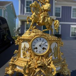 19th Century French Bronze Figural Mantel Clock (Napoleon III Era)