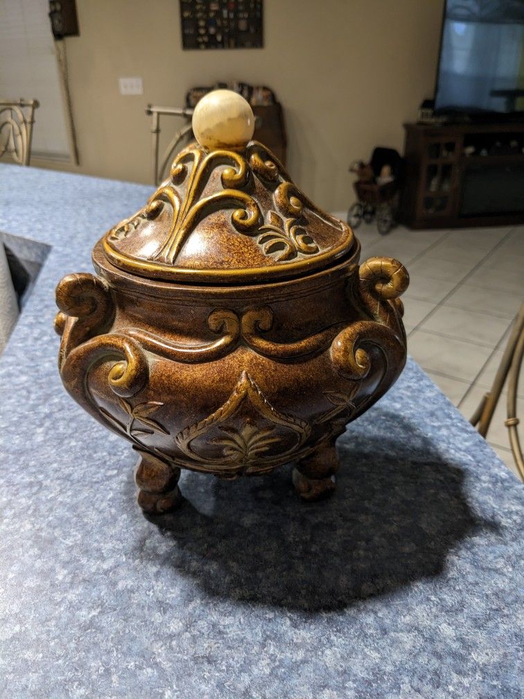 Large, Old Oriental Urn, With Marble Knob