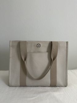 Lululemon Canvas Taupe and Cream Tote Bag 10L