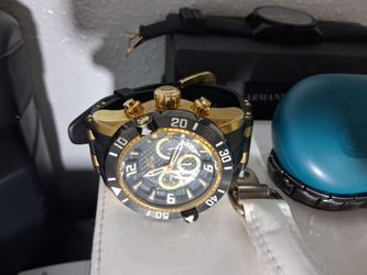 Invicta Chronograph Watch Black and Gold