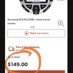 Kenwood Remote Control Unit …waterproof…boat