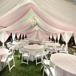 Canopy With Draping. Tables And Chairs