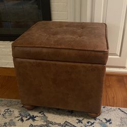 Faux Leather Storage Ottoman 
