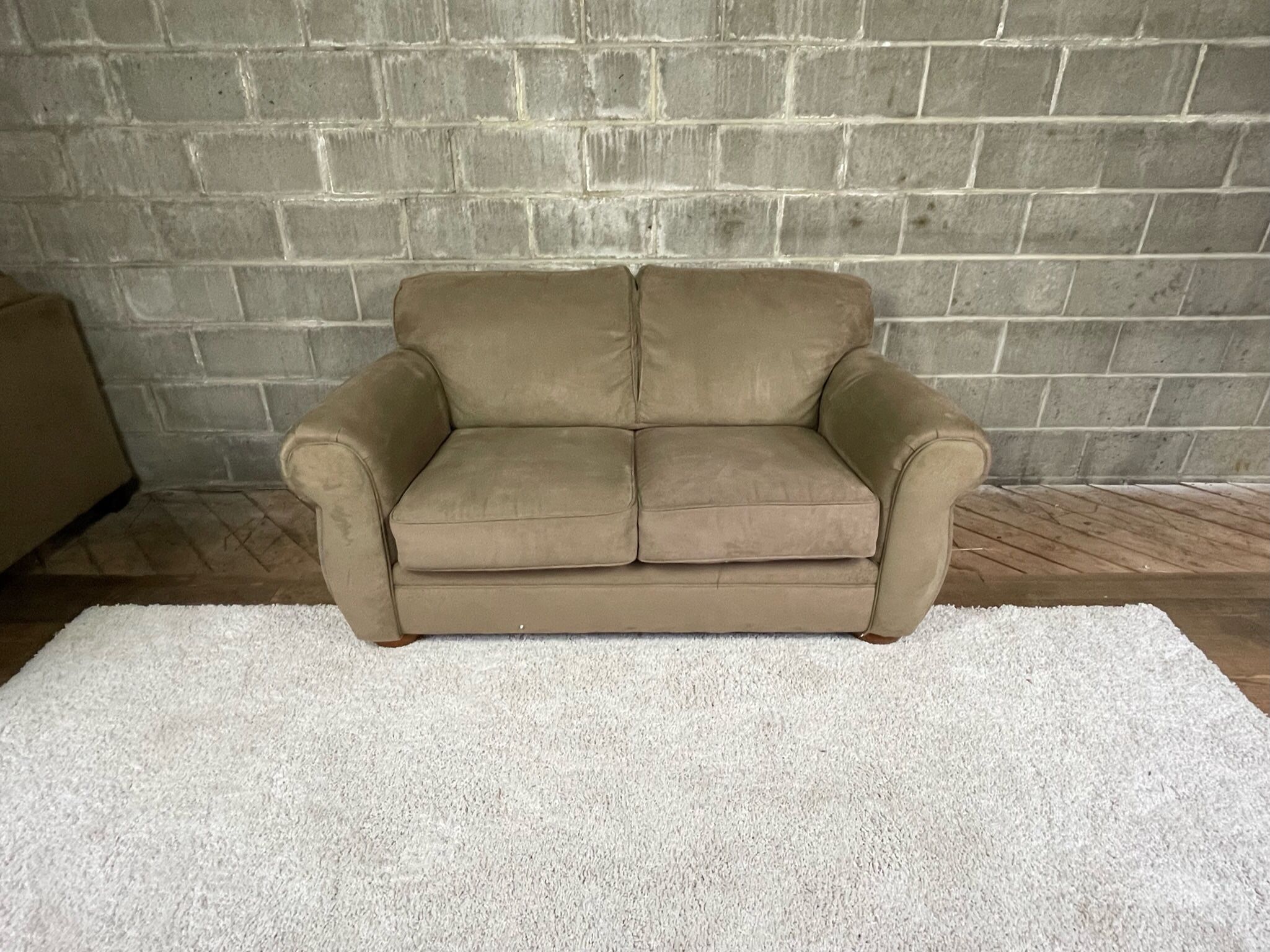 Tan Loveseat “WE DELIVER”