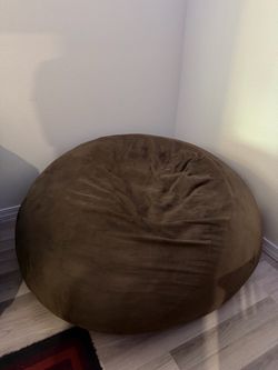 Large Brown Suede Bean Bag Chair