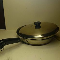 VTH Revere Ware 8" Skillet Frying Pan Matching Domed Lid Pre-1968 Double Ring