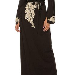 Long Sleeve Rhinestones Embroidered Cardigan Dress


