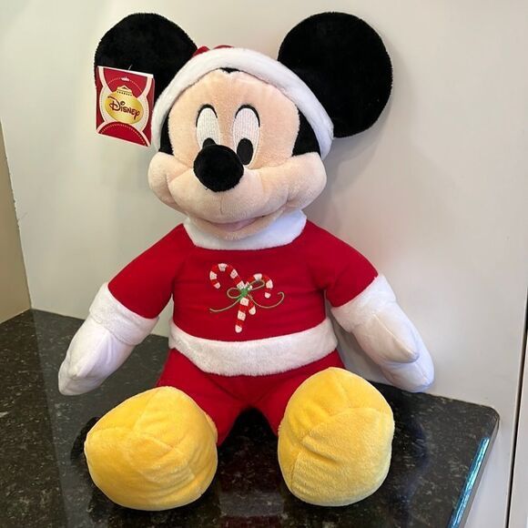 Disney Mickey Mouse Plush LARGE 20” Christmas Wearing Sweater NWT