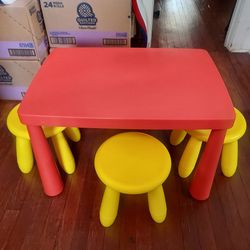 Table with 4 small stools, IKEA brand