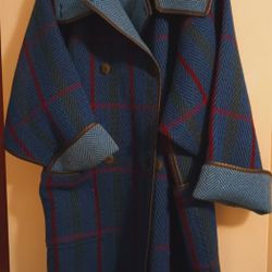 Navy Blue Tweed SportMax Dress Coat