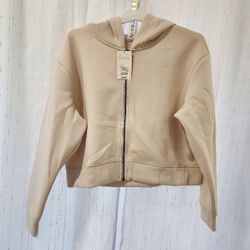 Women Size L Brand new Off-White/Cream Cropped Hoodie 
