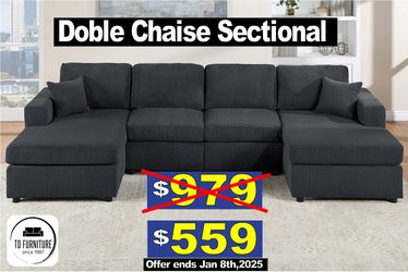 Soft corduroy fabric, Large Black Sectional