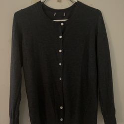 Thin  Dark Gray Button Up Cardigan 