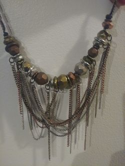 Ladies coil leather necklace and earring set