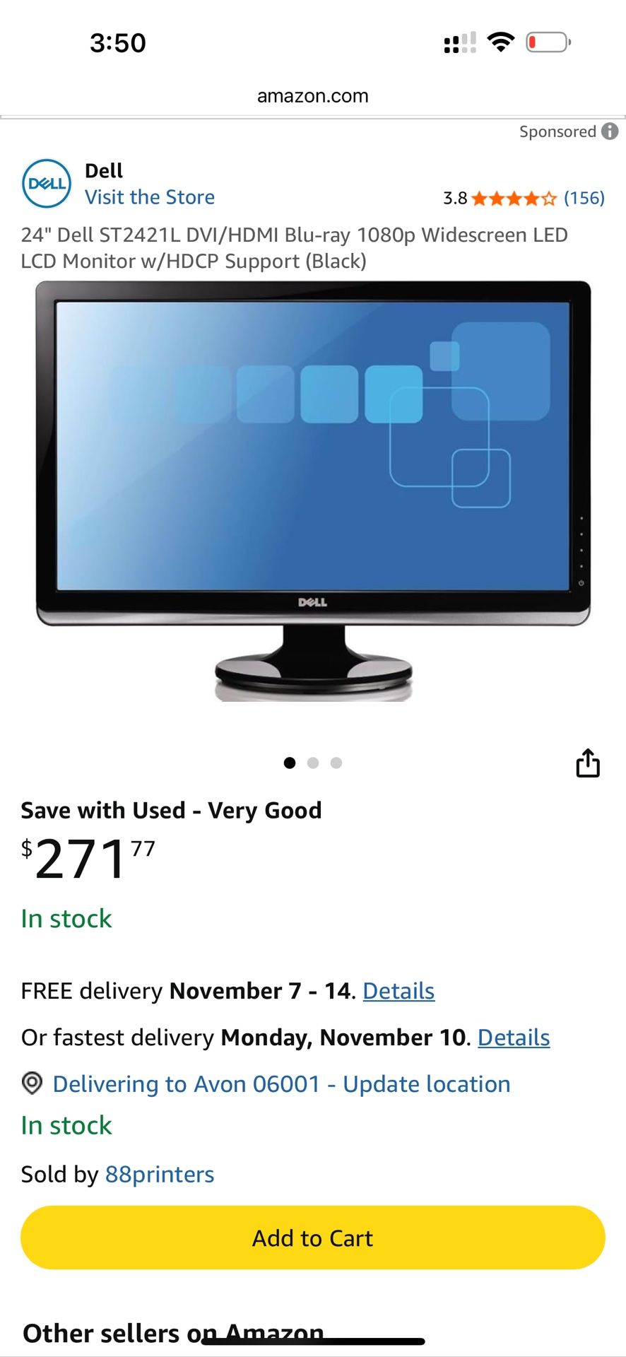 DELL - Extendable monitor DVI/HDMI Blu-ray 1080p Widescreen LED