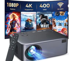 GCZ Native 1080P Projector with WiFi and Bluetooth, 400ANSI Supported 4K Full HD Projector, Electric Focus, Up to 300" Screen Supported