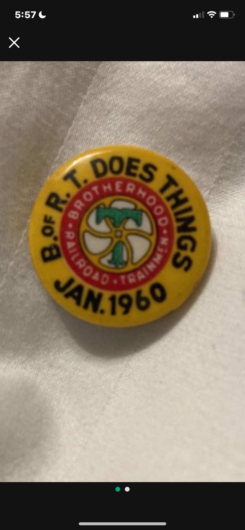 Vintage Brotherhood Of Railroad Trainmen Lapel Pin Union Made 1960