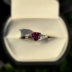 Jewelry 10k solid white gold black diamonds purpurite 0.82 CTW ring sz 7.00