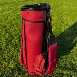 Golf Cart Bag – Red & Black – Multiple Pockets – Good Condition