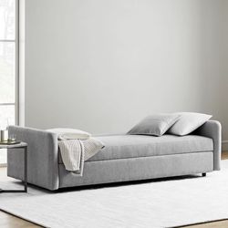 New West ELM Like New Clara Futon (80")  Storage Lounge Sofa