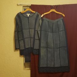 S.M.H. Woman - Patchwork Leather Jacket and Skirt