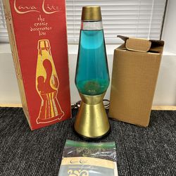 Working Vintage 1970 Lava Lite Lamp Sea Foam Green In Box