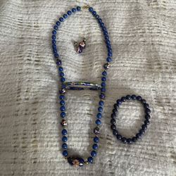 Lapis Necklass Earrings and Braclets