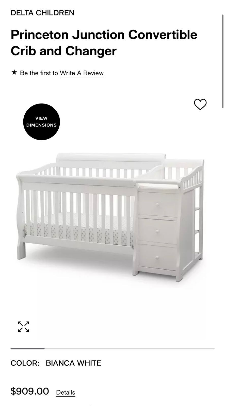 Princeton Junction Convertible Crib and Changer. Delta children.