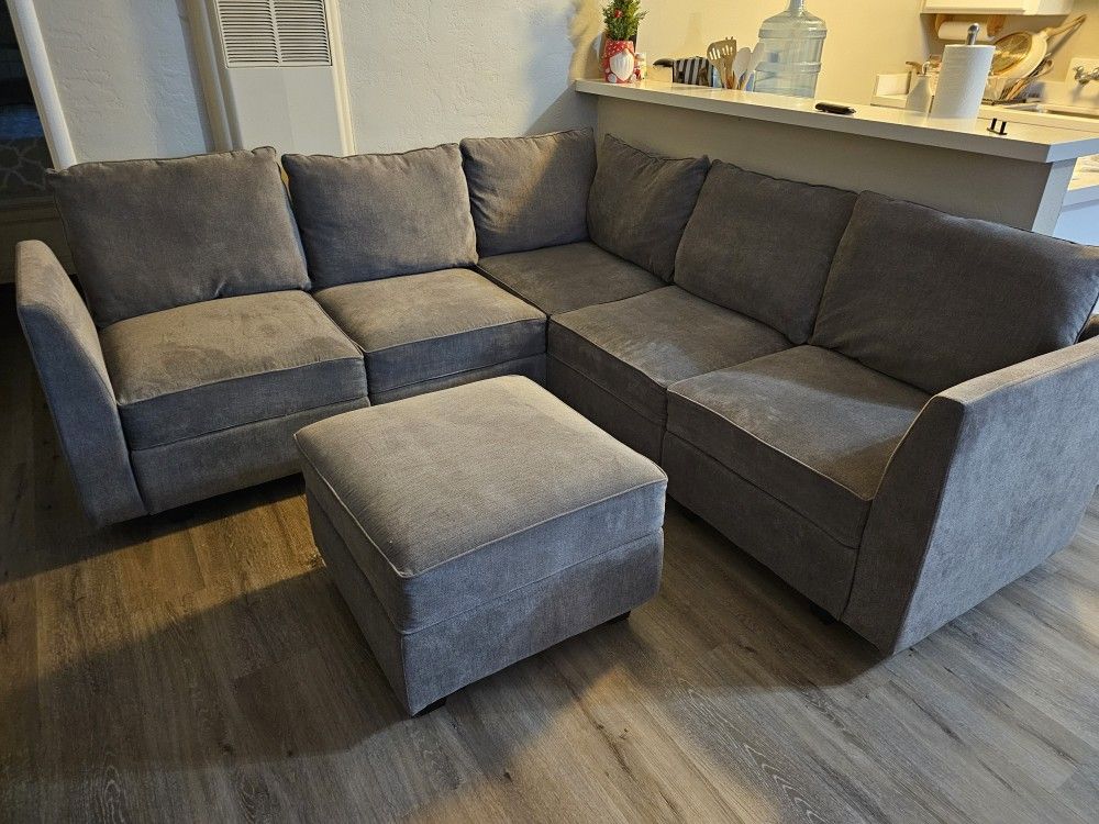 Grey Sectional Modular Couch 