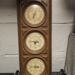 Vintage SPRINGFIELD WEATHER STATION WALL THERMOMETER BAROMETER HUMIDITY BROWN. Make Offer 