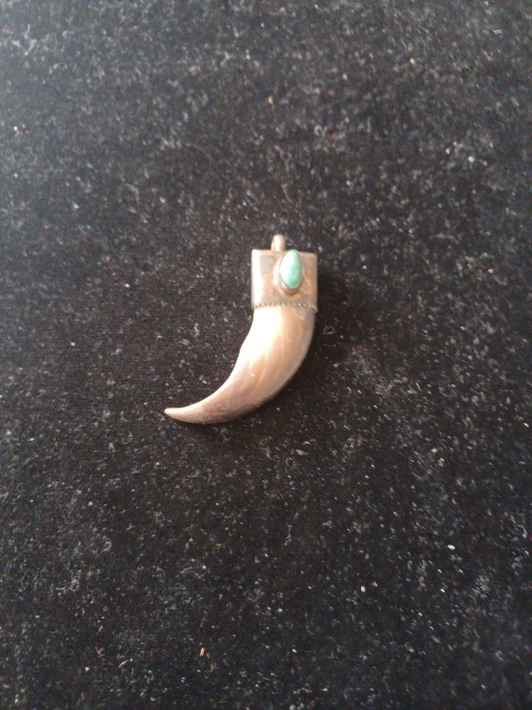 Sterling Silver Bear Claw Charm with Turquoise Stone
