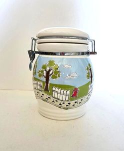 MSRF Design Studio Ceramic Dog Treat Jar, Wire Bail Locking Canister, Farmhouse