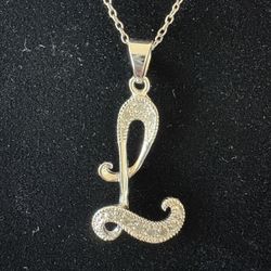 Sterling Silver Diamond L Necklace 