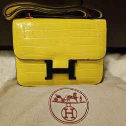 HERMÈS CONSTANCE 18 MIMOSA MATTE ALLIGATOR PALLADIUM HARDWARE