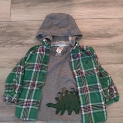 Green Flannel & Dino Shirt Sz18 Months 