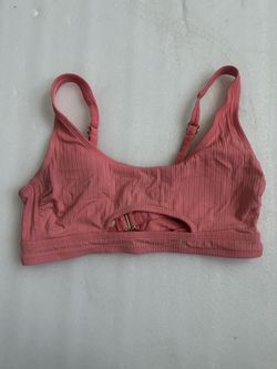 Cross cross open back peach colored bathing suit bikini top size Small