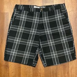 Free World Plaid Flat Front Shorts