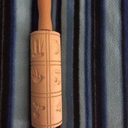 Rolling Pin With Unique Carved Pictures In  Wood Roller