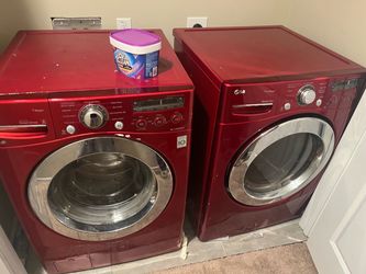 LG Front-Load Washer and Dryer Set cherry red